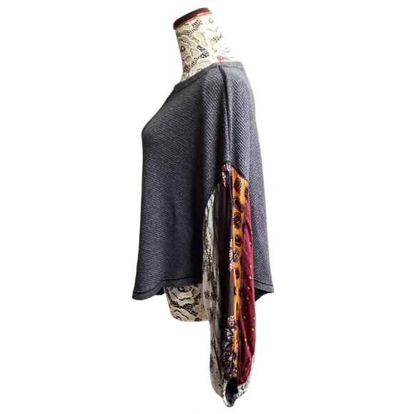 Free people blossom Puff sleeve waffle knit sz SP grey - Picture 2 of 7
